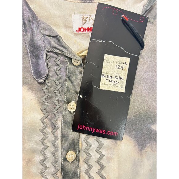 Johnny Was Bella Silk Tunic Tie Dye Gray Small NWT - Picture 6 of 6